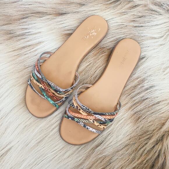 Madewell The Tracie Crisscross Slide Sandal in Snake Embossed Leather - Picture 2 of 7